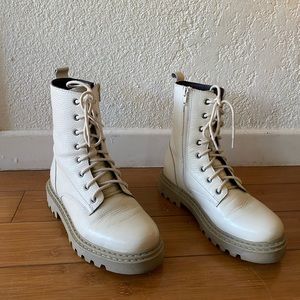 Lucky brand cream leather combat boot